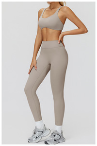 Conjunto de Yoga para Mujer, Talla Grande, Ecológico, de Secado Rápido, Transpirable, con Sujetador Deportivo sin Espalda, Leggings de Cintura Elástica de Dos Piezas - Product Image 4