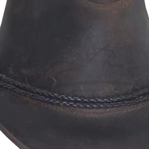 Cowboy <b>Hats</b> Wholesale Brown Distressed Leather Wide Brim <b>Western</b> <b>Hats</b> Outdoor Travel Casual Wear Private Label Leather <b>Hats</b> - Product Image 3