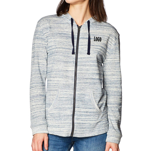 Women's Striped Hooded Zip-Up Sweatshirt Cotton <b>Blend</b> Knitted Breathable Front Logo Autumn Wear Regular Fit - Product Image 5