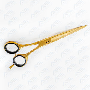 Tijeras de corte de pelo de peluquero afiladas de fabricación alemana dorada de 7 pulgadas, ligeras con reposapiés para uso profesional - Product Image 2