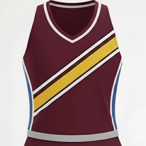 เสื้อแขนกุดคอกลมแบบมืออาชีพและกระโปรงทรงหลายชั้น |   ชุดเต้นรำทีมทรงบ็อกซี่ ผ้าโพลีเอสเตอร์ 100% ป้องกันริ้วรอย - Product Image 1