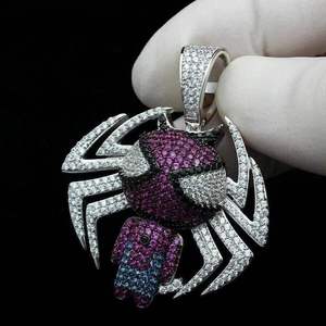Colgante de Araña con Circonitas Redondas Brillantes, Plata 925, Microincrustaciones, Amuleto de Insecto de Lujo, Unisex, para Uso Diario - Product Image 2