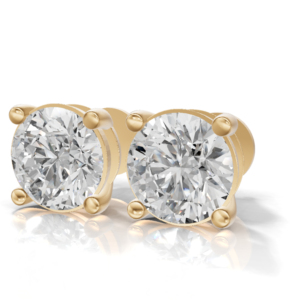 Heerani Jewels Lab Grown Round Moissanite Prong <b>Set</b> 925 <b>Sterling</b> <b>Silver</b> Classic <b>Stud</b> Vermeil Yellow Gold Unisex <b>Earrings</b> - Product Image 1
