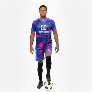 Maillot de football personnalisé en polyester respirant de haute qualité, 100 % polyester, à manches courtes, avec nom d'équipe personnalisé, vente en gros - Product Image 1