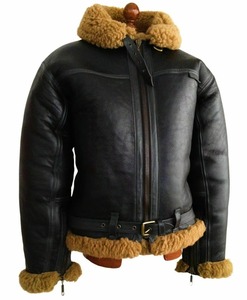 <b>Men's</b> Genuine Leather B3 <b>Shearling</b> <b>Jacket</b> With Faux Fur Lining Zipper Closure Windproof Winter Moto Style - Product Image 1