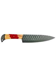 Cuchillo de Cocina Artesanal de Acero Forjado a Mano con Mango Híbrido de Madera y Resina Carmesí - Product Image 6