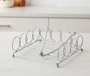 Porte-serviettes en fer massif avec finition argentée de qualité supérieure, parfait pour une table élégante et l'organisation des serviettes en papier. - Product Image 4