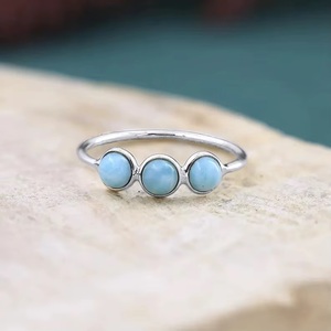 Wholesale Natural Larimar <b>Ring</b> 925 Sterling Silver Blue Ocean Gemstone <b>Dainty</b> Stacking <b>Ring</b> Minimalist Stackable Handmade Gift - Product Image 6