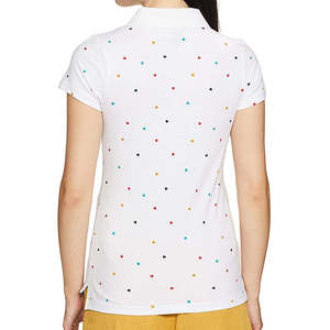 Camiseta Polo Blanca para Mujer con Estampado de Corazones Coloridos, Manga Corta, Corte Regular, Tejido de Algodón, Informal, Primavera Verano - Product Image 2