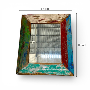 Miroir artisanal en bois de bateau recyclé, couleur naturelle, pour décoration murale et intérieure, salon ou chambre, vente en gros - Product Image 1