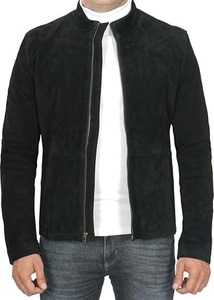 <b>Mens</b> Black Suede Leather Shirt Western <b>Trucker</b> Style Genuine Leather <b>Jacket</b> - Product Image 1