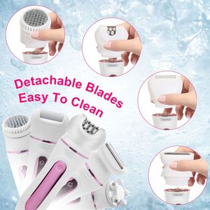 Kit Depilador Corporal Eléctrico 5 en 1 para Mujer, Set de Aseo Recargable con Afeitadora, Cepillo Facial, Removedor de Callos y Masajeador de 5 Puntos - Product Image 4