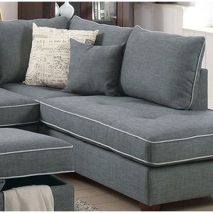 Dorris 3-pz divano sezionale in tessuto rinforzato acciaio reversibile Chaise Ottoman soggiorno cuscini bellissimi mobili per la casa - Product Image 4