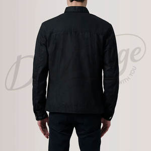 เสื้อแจ็คเก็ตผ้าฝ้ายสีดำสำหรับผู้ชาย ทรงสลิมฟิต ติดกระดุม น้ำหนักเบา สไตล์ลำลอง เสื้อคลุมแฟชั่นแนวสตรีทแวร์ - Product Image 3