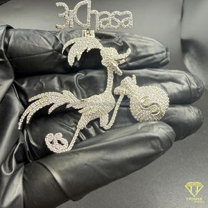 Pendentif personnalisé 3Chasa Iced Out en diamant, motif sac d'argent de personnage de dessin animé, chaîne de déclaration Hip Hop, breloque tendance - Product Image 5