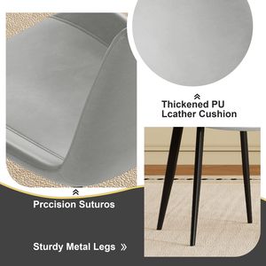 Set di 4 Sedie da Pranzo Moderne per Casa e Ristorante, Sedute in Pelle PU Grigia Floreale con Gambe in Acciaio al Carbonio Nero - Product Image 4