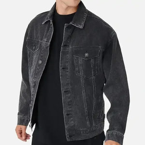 Vente en gros OEM : Blouson en jean noir pour homme, en coton épais, style uni, décontracté, personnalisable - Product Image 5