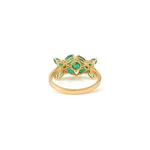 14K <b>Gold</b> Floral Emerald Diamond Art Deco <b>Ring</b> for Women - Product Image 6