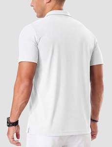Camisa polo Oxford blanca de manga corta para hombre, informal, de color sólido, con botones, corte regular, tejido de tela. - Product Image 2