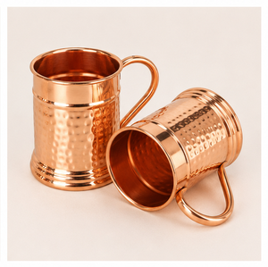 Lot de mugs Moscow Mule en cuivre pur, design martelé artisanal, verres à bière pour bars et restaurants, logo personnalisable - Product Image 2