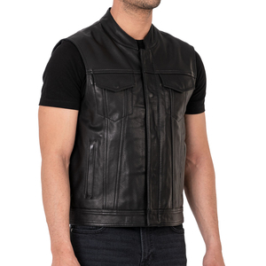 Best Style Genuine Leather <b>Vests</b> for Men High Quality Breathable Motorcycle Biker Outerwear Custom Logo Fashionable Winter - Product Image 6