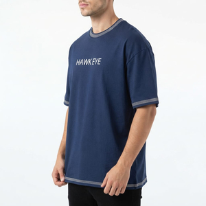 T-shirts de luxe en strass pour hommes, tissu en coton de bonne qualité, confortables, streetwear décontracté, tendance, bleu marine - Product Image 6
