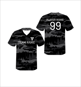 Camiseta de Béisbol Sublimada Personalizada con Cuello en V, Manga Corta, Estampado de Camuflaje, Poliéster que Absorbe la Humedad, Nombre del Equipo, Número del Jugador 99 - Product Image 5