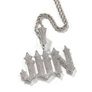 Personalized Iced Out <b>Initial</b> <b>Pendant</b> 925 Sterling <b>Silver</b> Custom Name Jewelry Custom Jewelry Manufacturer - Product Image 1