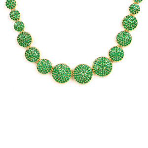 Conjunto de collar y aretes chapados en oro verde esmeralda, hechos a mano en latón, para novias y fiestas de boda. - Product Image 2
