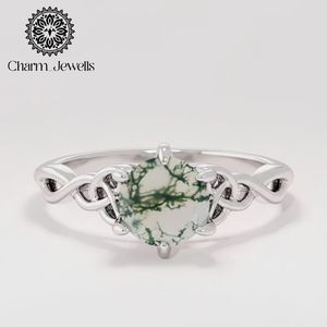 แหวนหมั้นผู้หญิง Charm_Jewells วินเทจ เงินแท้ ประดับเพชรโมอิสซาไนต์ทรงคุชชั่น ตัวเรือนลายพืชแบบหนามเตย ได้รับการรับรองจาก IGI - Product Image 3