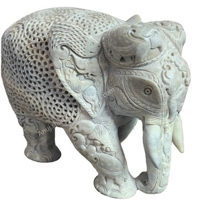 Animal en marbre sculpté à la main/Sculpture en marbre naturel/Sculpture de la faune en marbre Sculpture animale en marbre personnalisée Éléphant en marbre - Product Image 3