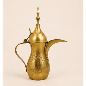 Handmade Arabic Dallah Coffee <b>Pot</b> Pure Brass Gold Finish Traditional Hand Engraved Middle Eastern <b>Tea</b> <b>Pot</b> for Home & Hotel Decor - Product Image 1