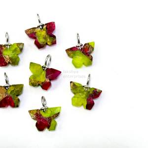 Colgante de mariposa de turquesa verde Mohave con rubí AAA, plata 925, tallado a mano, amuleto de piedra preciosa, colgante de turquesa natural para joyería - Product Image 4