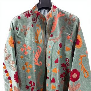 Chaqueta Corta de Terciopelo de Algodón con Bordado Suzani, Tejido Cosido a Mano, Unisex, para Invierno, para Mujer, para Fiestas - Product Image 1