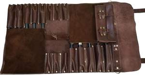 Étui de luxe en cuir véritable pour couteaux de chef – Kit de rangement professionnel pour outils culinaires – Housse de protection pour cuisine - Product Image 4