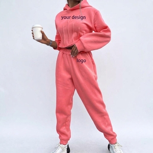 Women Casual Loose Fleece Warm Breathable Tracksuit Short Top Ankle Harem Pants Solid Long Sleeve Hooded Autumn Winter Sport Two - Product Image 5