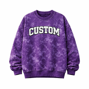 Bulk Wholesale Custom Logo Acid Washed <b>Sweatshirt</b> Oversized Crewneck Pullover Premium Fabric Fashion Streetwear for Men - Product Image 1