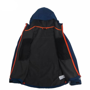 Veste softshell à capuche pour homme, coupe-vent, imperméable, doublée de polaire, pour la randonnée en plein air, bleu marine, bleu royal, logo personnalisé OEM - Product Image 5