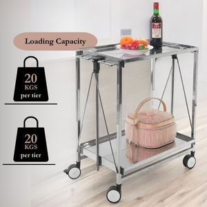 Hot Selling <b>Stainless</b> <b>Steel</b> Standing Type Double Tier Beverage Storage <b>Rack</b> with Wheels - Product Image 3