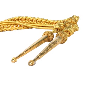 Cordón de hombro ceremonial de Mylar dorado con punta metálica, cordón decorativo para uniforme, cordón de hombro izquierdo para vestir - Product Image 1