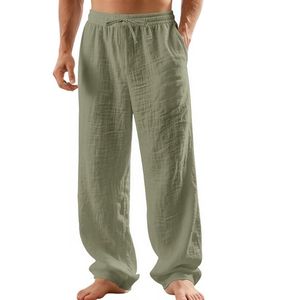Men's Casual 100% Cotton Baggy Cargo Pant <b>Trousers</b> <b>Elastic</b> Mid <b>Waist</b> Plus Size with Multi-Pocket - Product Image 1