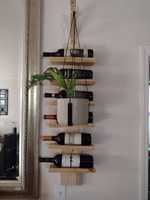 Porte-vin mural en bois moderne, support d'affichage en zigzag pour 6 bouteilles