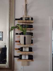 Porte-vin mural en bois moderne, support d'affichage en zigzag pour 6 bouteilles - Product Image 4