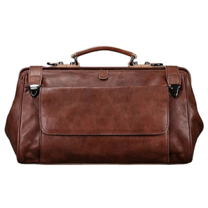 Professional Genuine <b>Leather</b> Logo Print Design Your Own Waterproof Duffle <b>Bag</b> Drawbar Adjustable Strap Zipper Closure Luxury - Product Image 1