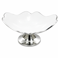 Bol à pieds en aluminium émaillé blanc |   Élégante coupelle de service sur piédestal pour salade de fruits, table à manger, mariage, fête, décoration intérieure