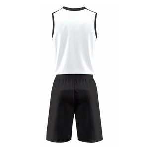 Uniforme de Baloncesto Unisex, Camiseta Blanca con Cuello en V, Pantalones Cortos Negros, 100% Poliéster, Transpirable, Corte Regular, Ropa para Todas las Temporadas - Product Image 3