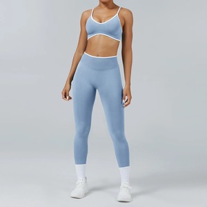 Ensemble de yoga sans couture pour femme, leggings de sport taille haute et soutien-gorge de sport dos nageur, séchage rapide, ensemble fitness 2 pièces pour femme - Product Image 3