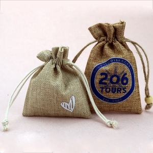 Eco Friendly Jute <b>Mini</b> Jewelry Bags with Customized Printing for Promotional Packaging - Product Image 5