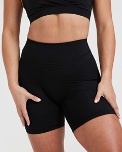 Shorts de compression noirs unisexe pour femme, taille haute, avec ceinture de compression intégrée - Product Image 1