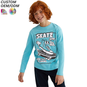 T-shirts en coton décontractés pour enfants, personnalisables en gros, avec logo brodé ou imprimé, couleur unie, manches courtes, tissu 200g, pour garçons - Product Image 3